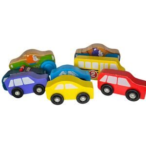Toddler Wood Cars Trucks Imaginary Play School  Bus Police 6 Melissa Doug 2 Misc